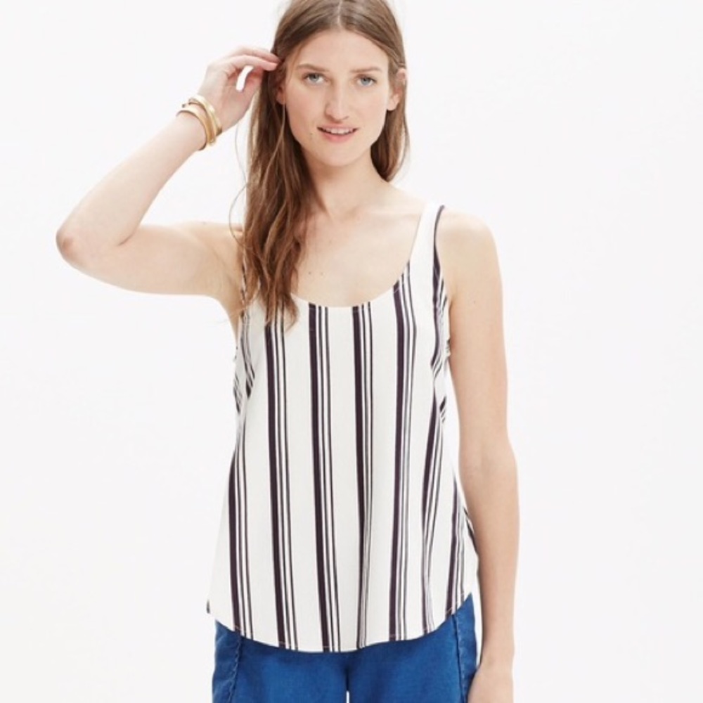 Madewell Singlet Side-slit Tank in Stripe Nautical